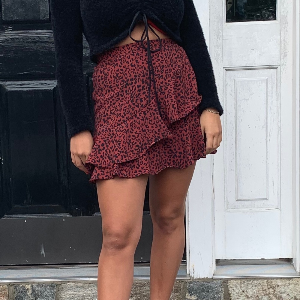 Cheetah patterned red skirt
